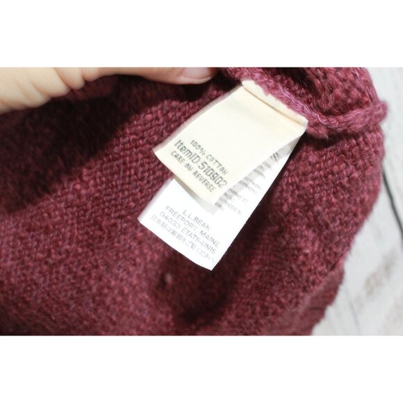 LL Bean Cotton Ragg Sweater Funnelneck Pullover Fair Isle Deep Wine L - Picture 5 of 10